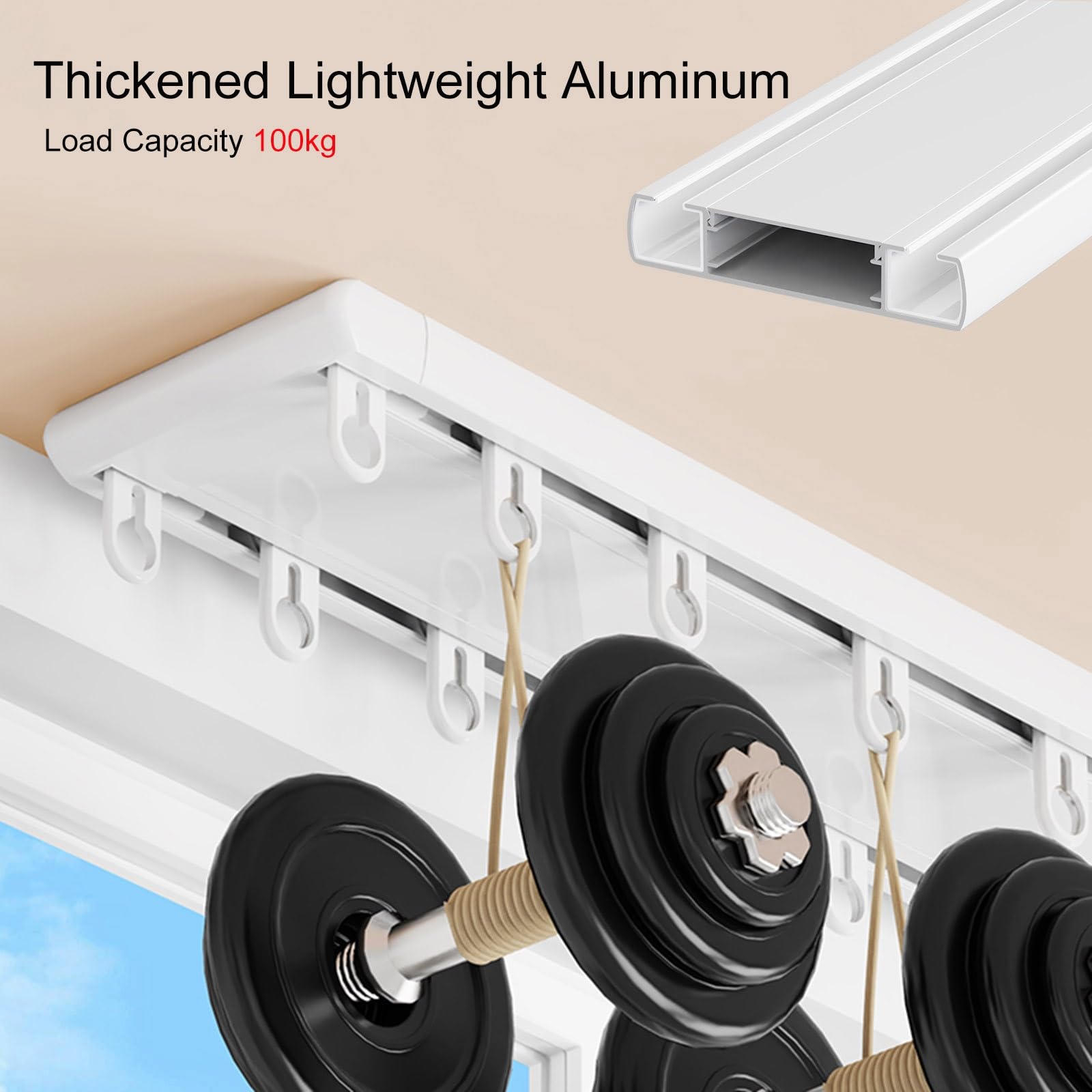 Podwójna szyna ze stopu aluminium 2-warstwowa k niestandardowa długość 190/250/320/380/450/500 cm szara 3,9 m (12,8 stopy) dla gładkości