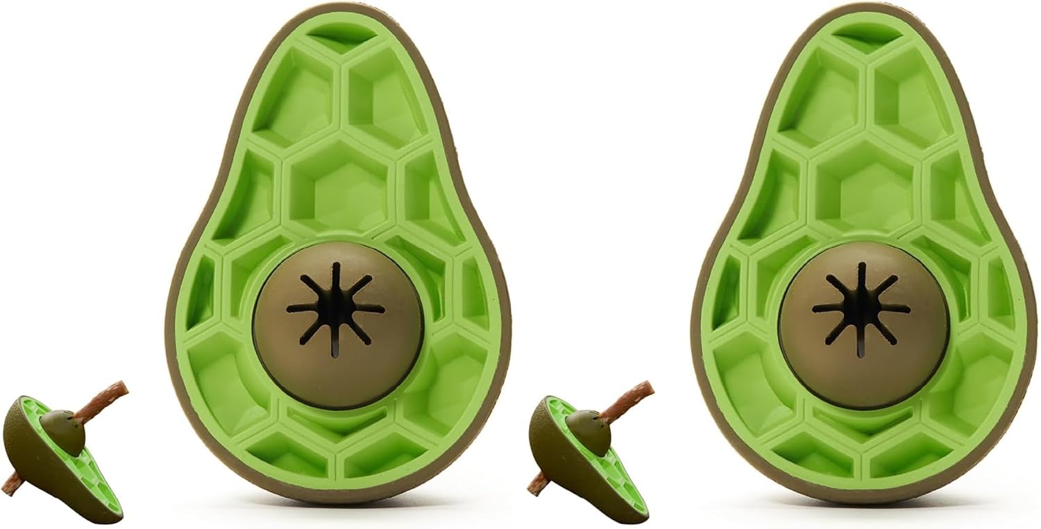 Friends Forever Bully Stick Holder for Dogs, Dog Chew Toys with Slow Feeder Design, Tough Dog Toys with Treat Holder and Made by Natural Rubber, Avocado (Pack of 2)