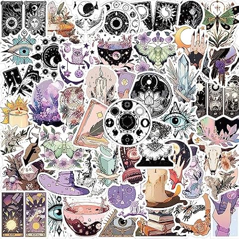 200pcs Witchy Stickers,Magic Apothecary Decals,Witchy Crystal Aesthetic Stickers Vinyl Waterproof Sticker for Water Bottle Laptop Luggage Phone Scrapbooks Guitar Cover