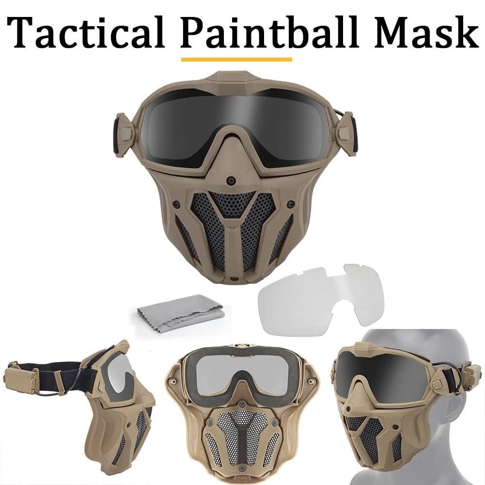 Set Casco Tattico da Softair con Cuffie Antirumore Maschera da Paintball Regolabile Torcia Elettrica for Giochi di Sopravvivenza All'aperto