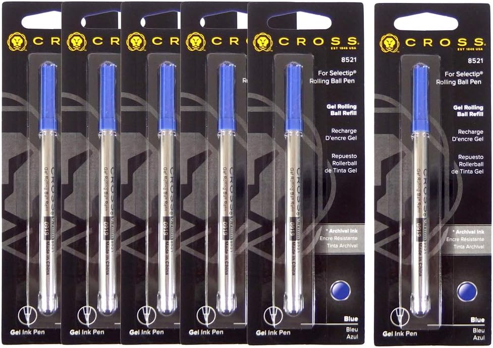 Pack of 6 Cross Rollerball Refills Medium Tip Blue Ink Crossaa Amazon