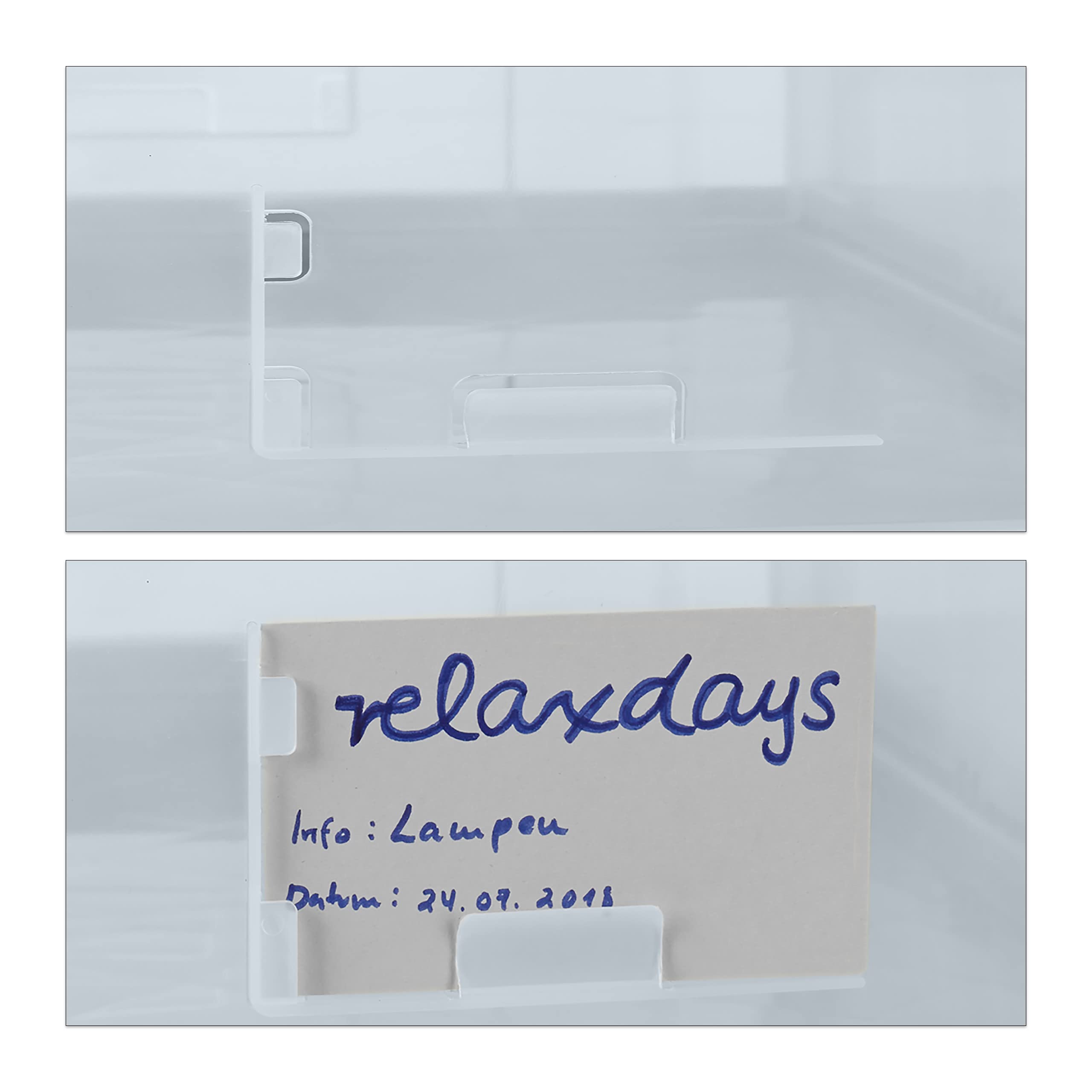 Relaxdays 8 Cajas de Almacenaje con Tapa Plegables, Plástico, 31.5 x 59.5 x 39.5 cm, Transparente y Gris