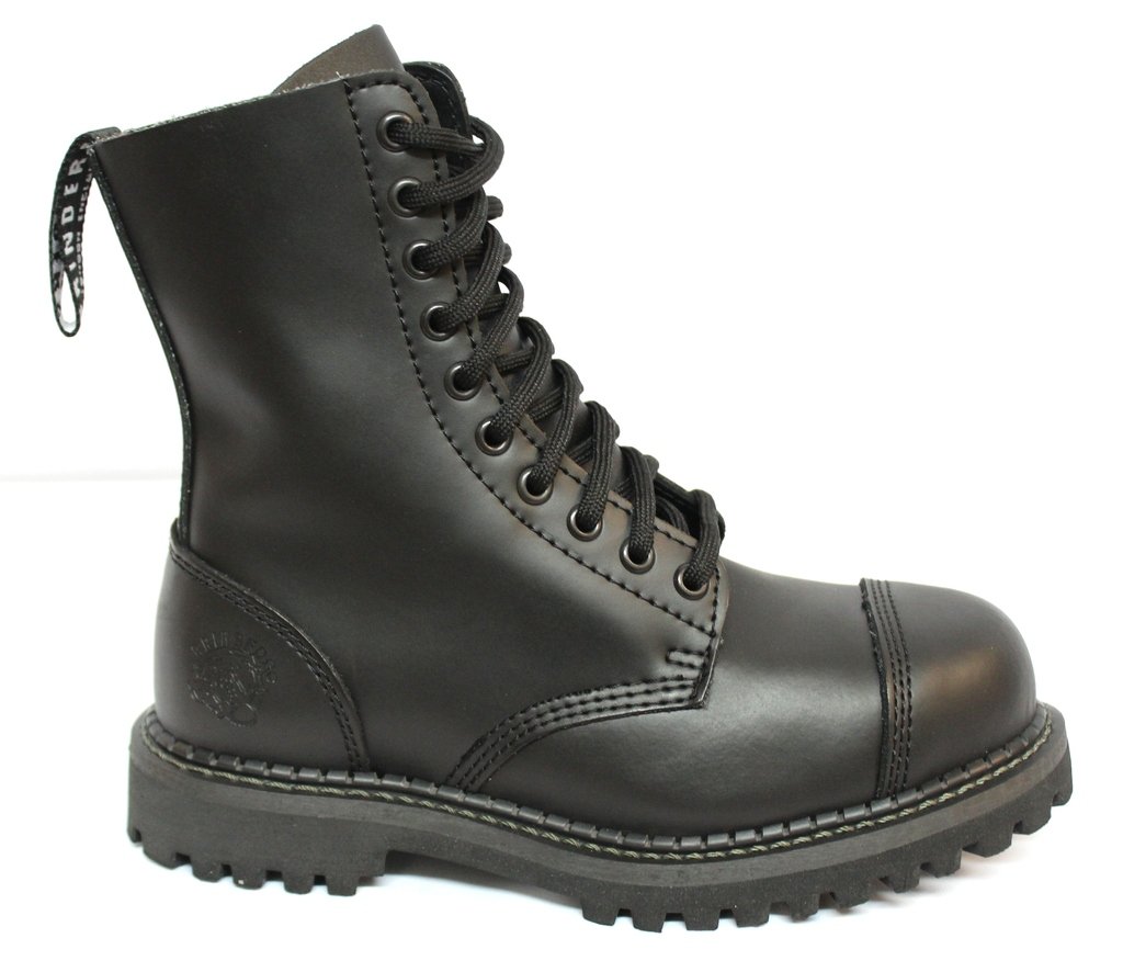Grinders Schleifer Hirsch CS Unisex Schwarz Leder 10 Augenloch Stahl Zehenkappe Sicherheit Militär Punk Stiefel