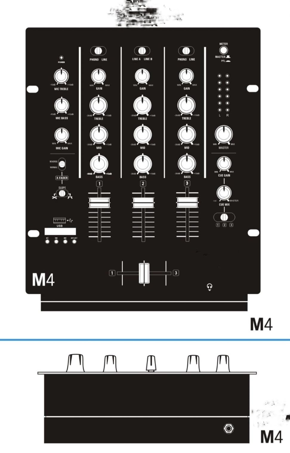 AMRIT AUDIO 3 CHANNEL DJ MIXER INBUILT USB MEDIA PLAYER