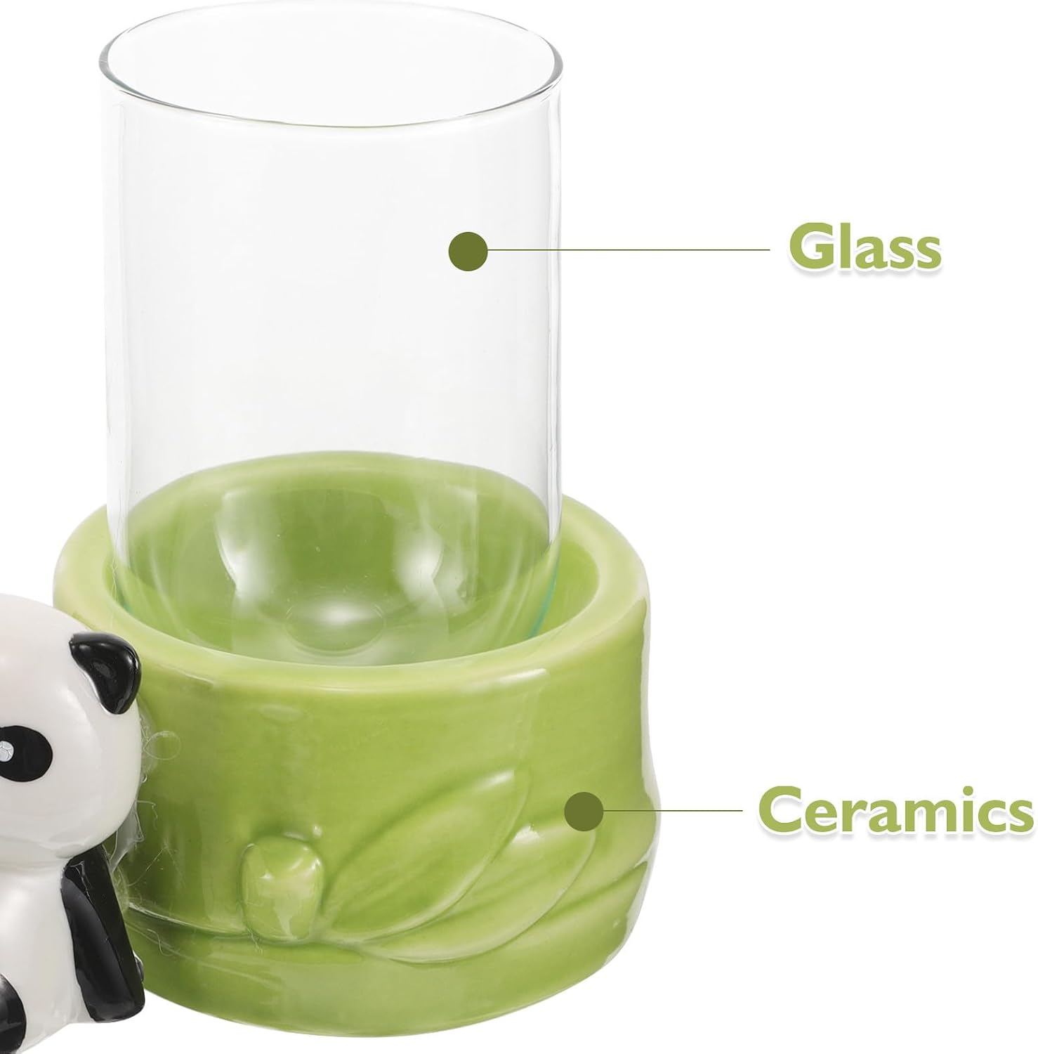 Panda Glass Ceramic Vase for Water Plants and Fresh Flowers image 3