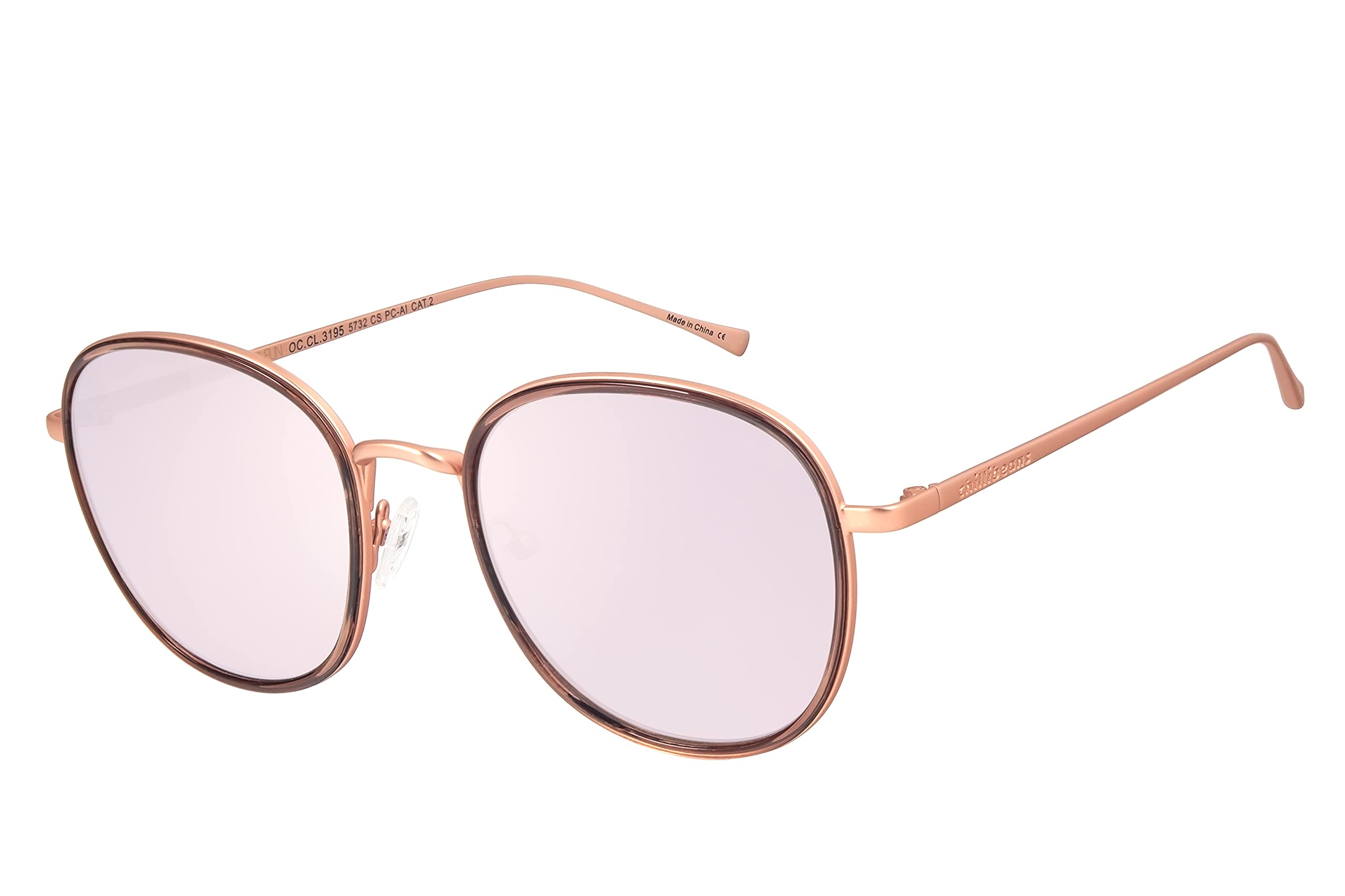Chilli BeansBrazil Classic Business Round Women's Sunglasses, tinted Polycarbonate Lenses, 100% UVA/UVB protection, comfortable, Light Frame in Rose Gold, Universal Size