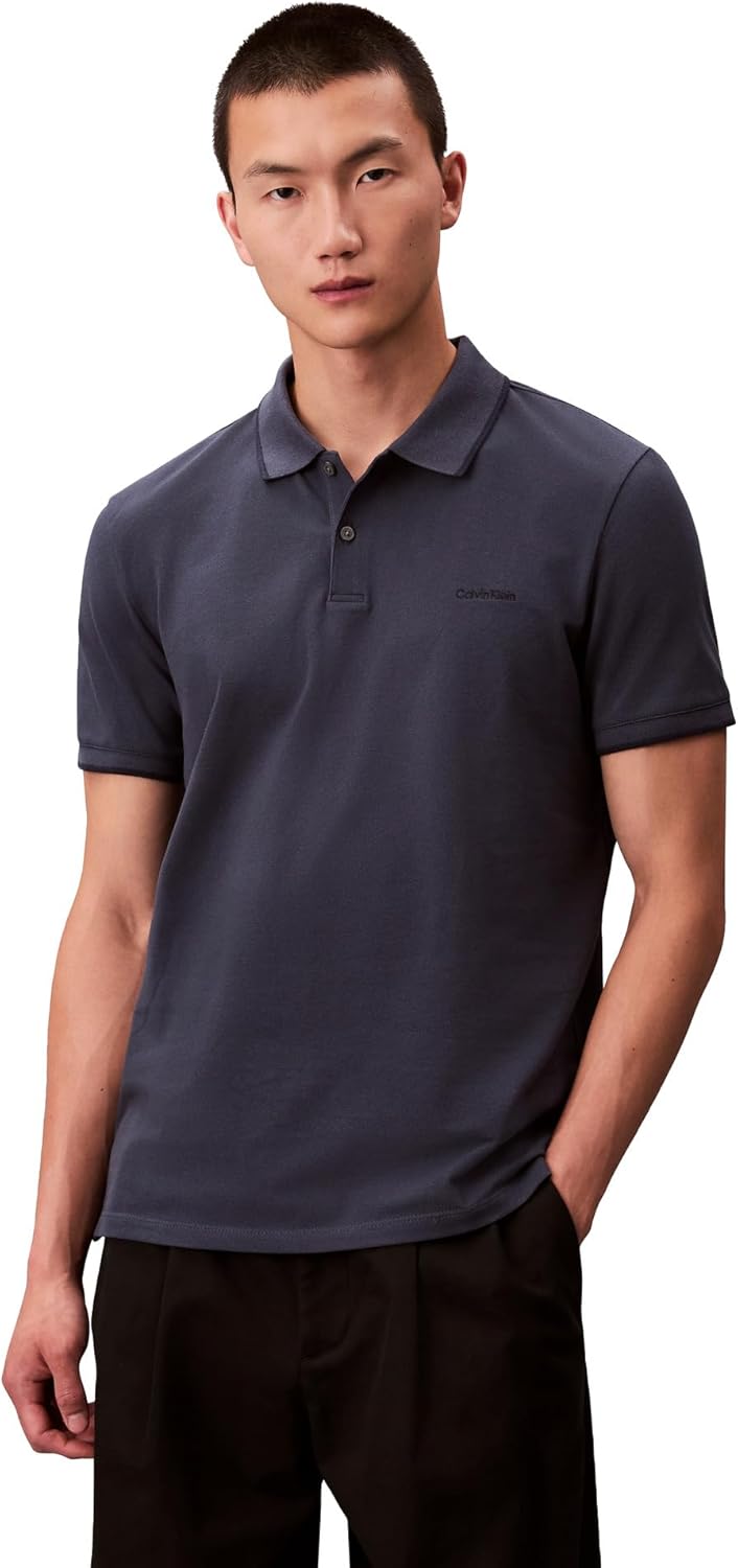 Calvin Klein Men's Stretch Pique Solid Tipped Polo