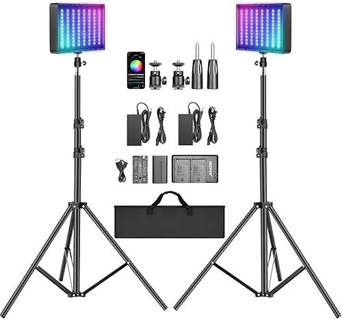 Miniatura 11 de NEEWER RGB1200 Panel de iluminación de vídeo LED RGB con control APP/2.4G, iluminación de fotografía de estudio de 60W 22000Lux@0.5m/1%