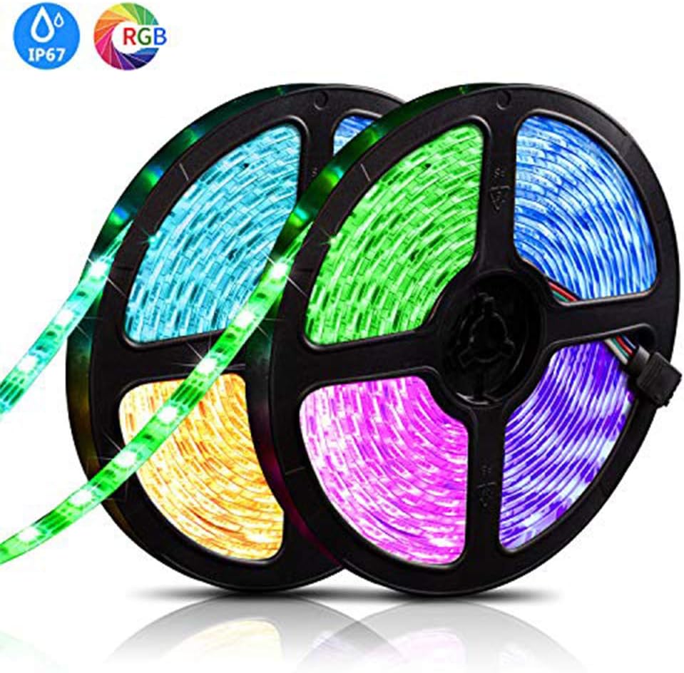 DULEES Warm White LED Light Strip, Premium High Density 16.4 Feet, 600 LEDs, 3000K, 164 Lumens per Foot. 12V DC Tape Light for Under Cabinet, Kitchen