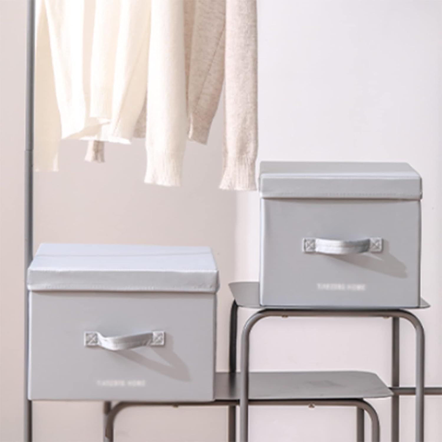 Storage Bin, Large Storage Box with Lids, Foldable Clothes Storage Bag, for Toys, Clothes Closet, Ornament, 4 Colors (Color : Gray, Size : 40 * 30 * 25cm)