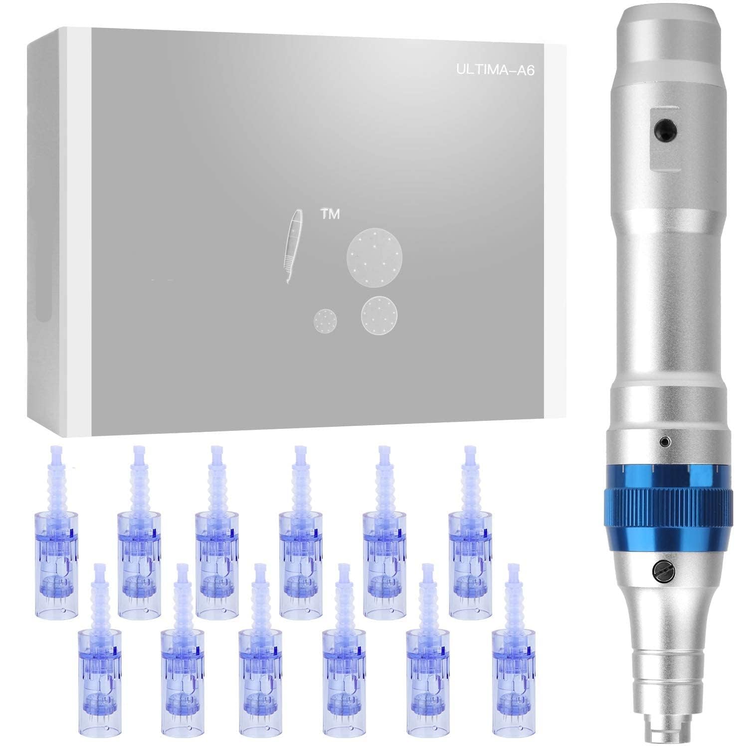 Dr. Pen Ultima A6 Electric Wireless Professional Skincare Kit including 12 Cartridges - Six 12 Pin, Six 36 Pin