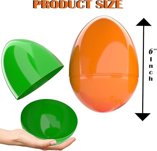 Miniatura 2 de The Dreidel Company Huevos de Pascua de plástico brillantes y coloridos, rellenos gigantes, perfectos para la caza de huevos de Pascua, huevos