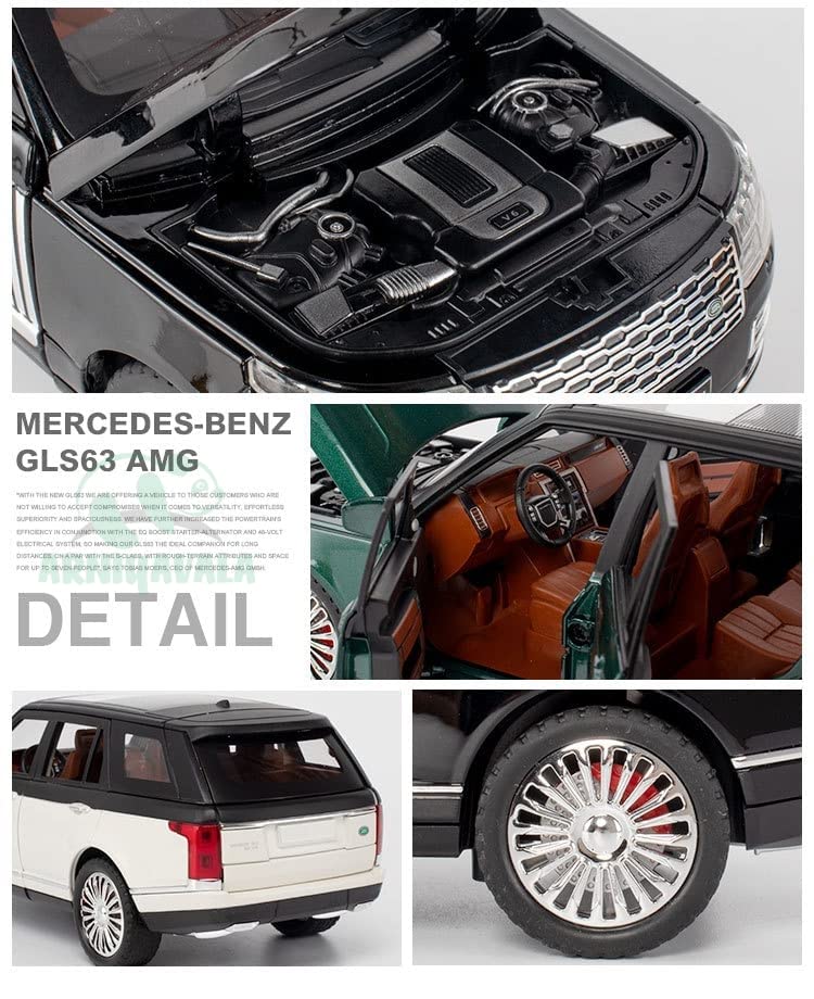 Image of 1:24 for Land Rover Range Rover SUV Car Model Simulation Sound and Light Pull Back Alloy Car Collection Ornaments Boy Toy Cars Scale Model Car【Colors as Per Stock】
