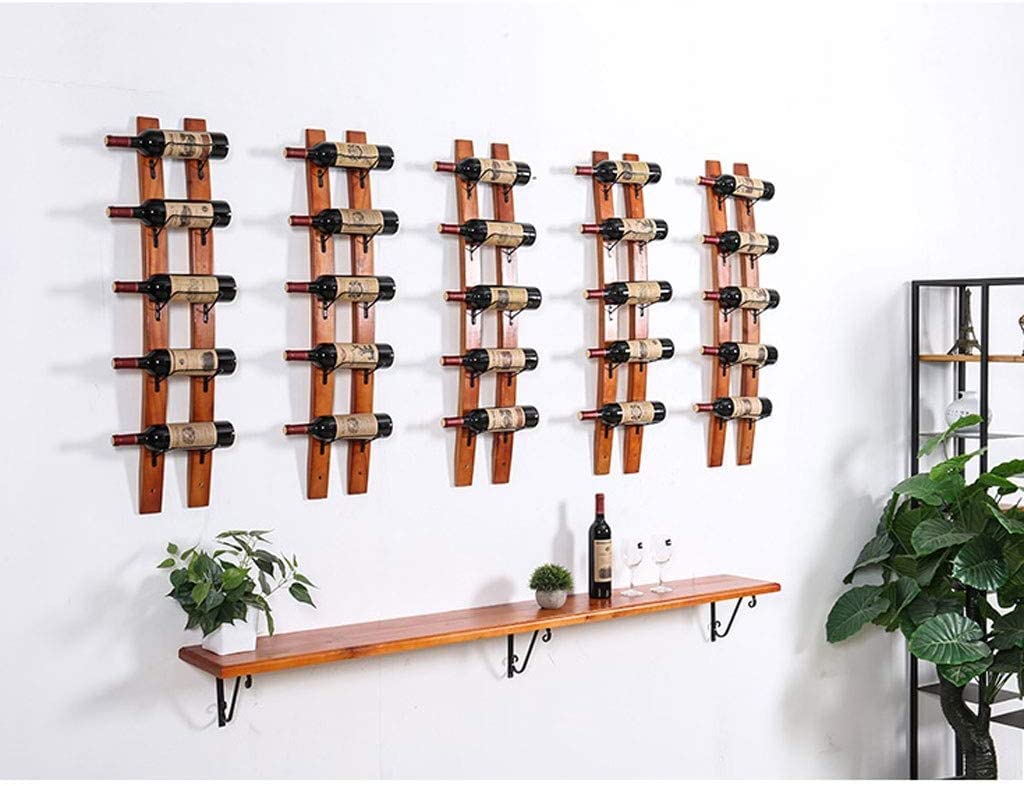 Portabottiglie per Vino Rosso， Portabottiglie da Parete Portabottiglie da Vino 5 Portabottiglie da Vino Scaffale Portabottiglie in Legno Rustico Casa Cucina Bar Decorazione