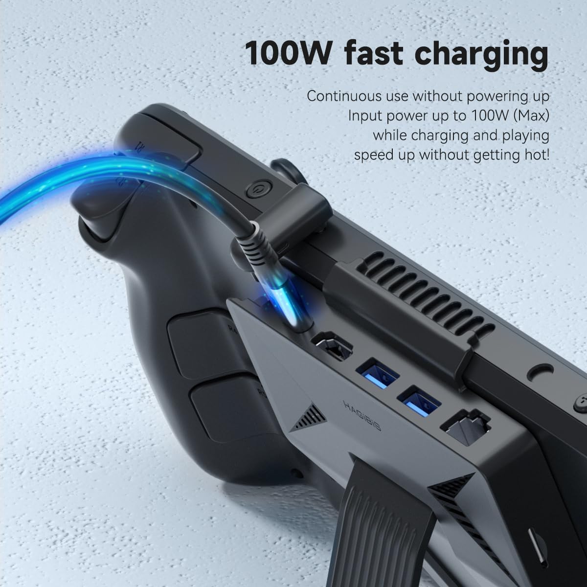 Hagibis Steam Deck Docking Station, 6 in 1 USB-C Dock Stand for SteamDeck OLED with 100W Power Delivery, 4K@60Hz HDMI, 1000Mbps RJ45,2 USB 3.0, Micro SD Card Reader, Portable USB Hub Kickstand