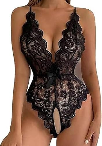Women Lace Deep V Teddy Bodysuit Sexy Lingerie