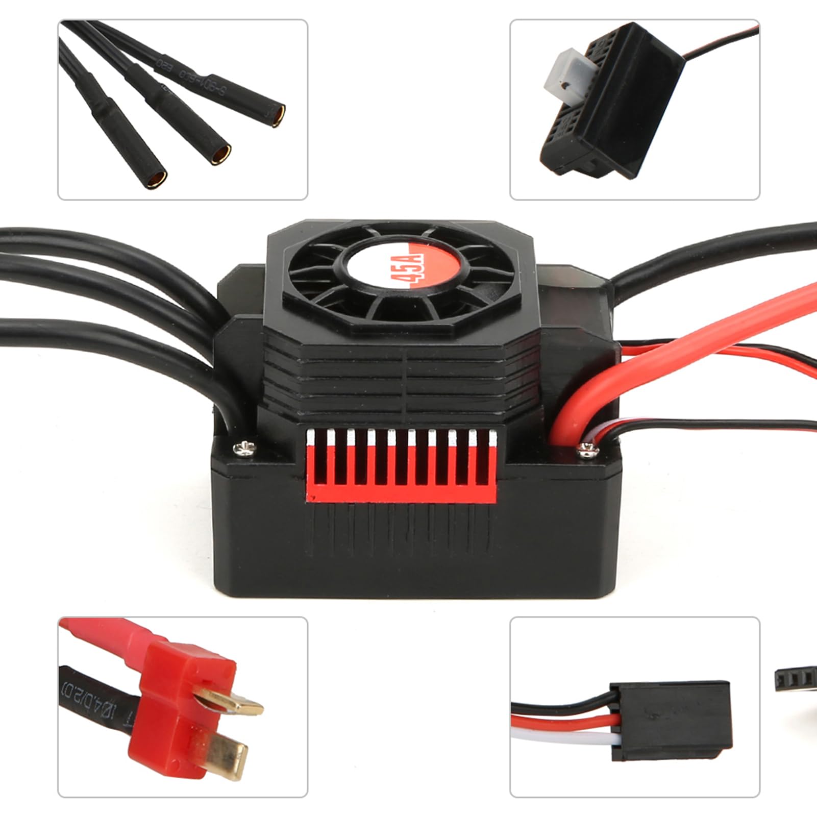 SURPASS 45A Wodoodporny, odporny na kurz elektryczny regulator prędkości ESC RC Akcesoria do samochodów 1/10 Bezczujnikowy silnik bezszczotkowy Czerwony Czarny 51,5 x 38,5 x 38,5