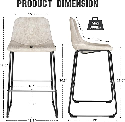 Miniatura 111 de TAVR Juego de 2 sillas de comedor, taburetes de altura de mostrador sin brazos con respaldo que soporta hasta 500 libras para el hogar, cocina,