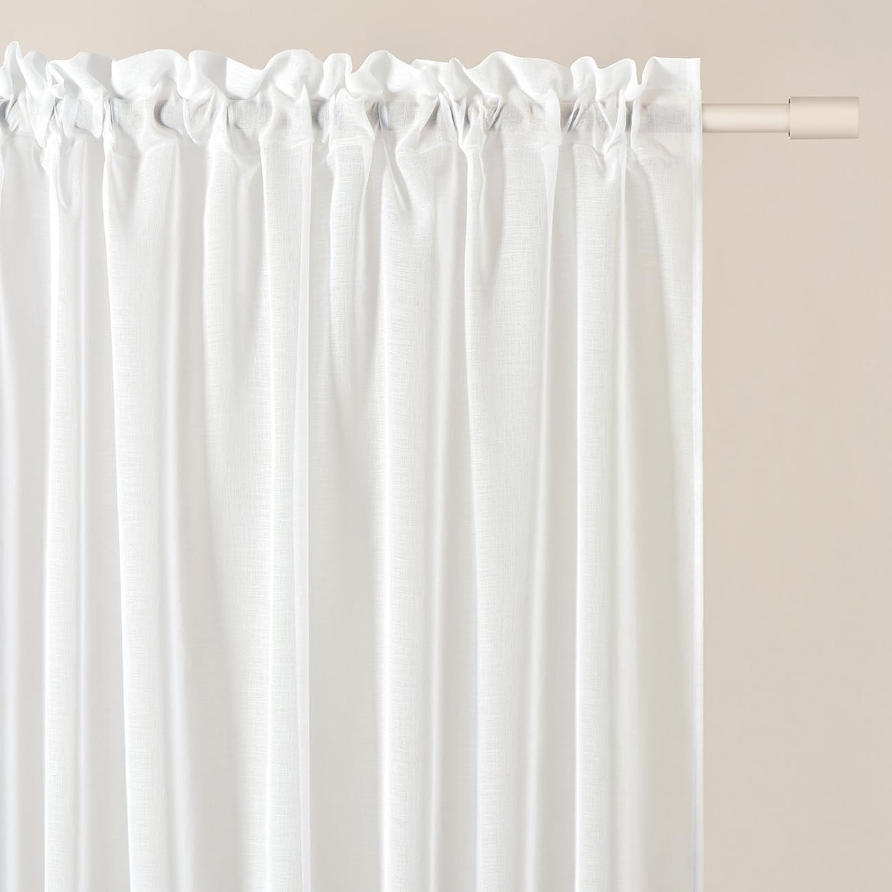 ROOM99 Novelia - Cortina con Cinta fruncidora (300 x 250 cm, Ancho x Alto), Transparente, Moderna, para salón, Dormitorio, para Sistema de Tejas, Color Blanco Liso, 1 Unidad