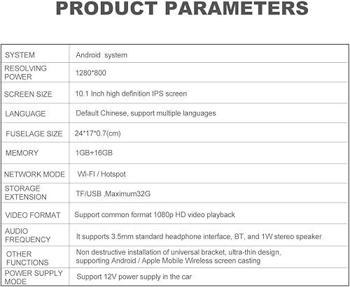 Miniatura 7 de LISIMKE 10.1 pulgadas One Android reposacabezas reproductores de vídeo con WiFi, pantalla de sincronización tabletas teléfono espejo coche asiento