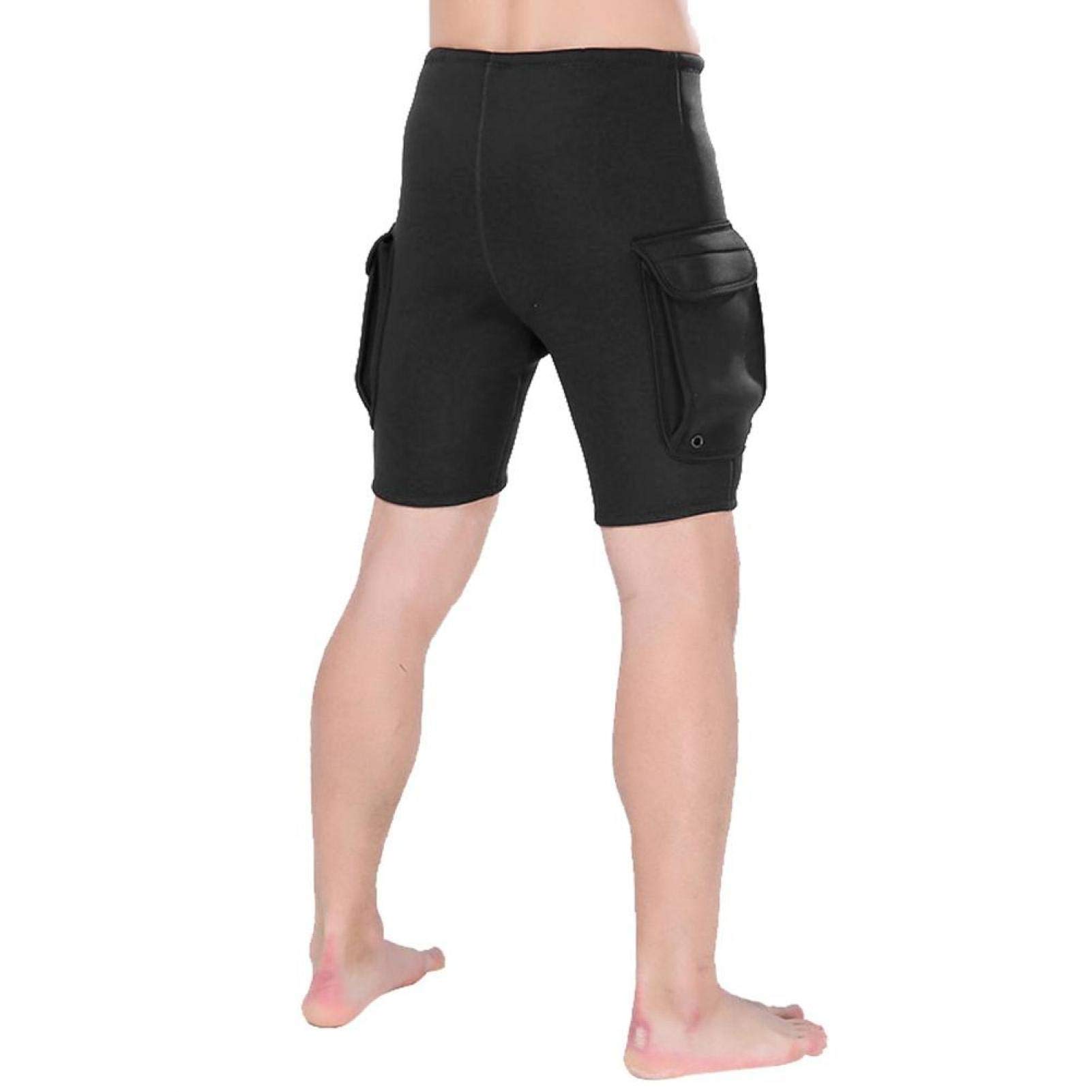 Pantaloni corti da immersione, pantaloncini da snorkeling da uomo in neoprene da 3 mm, con vestibilità aderente, foro di perdita, pantaloni da tasca per attrezzatura subacquea, per kayak(Medium)