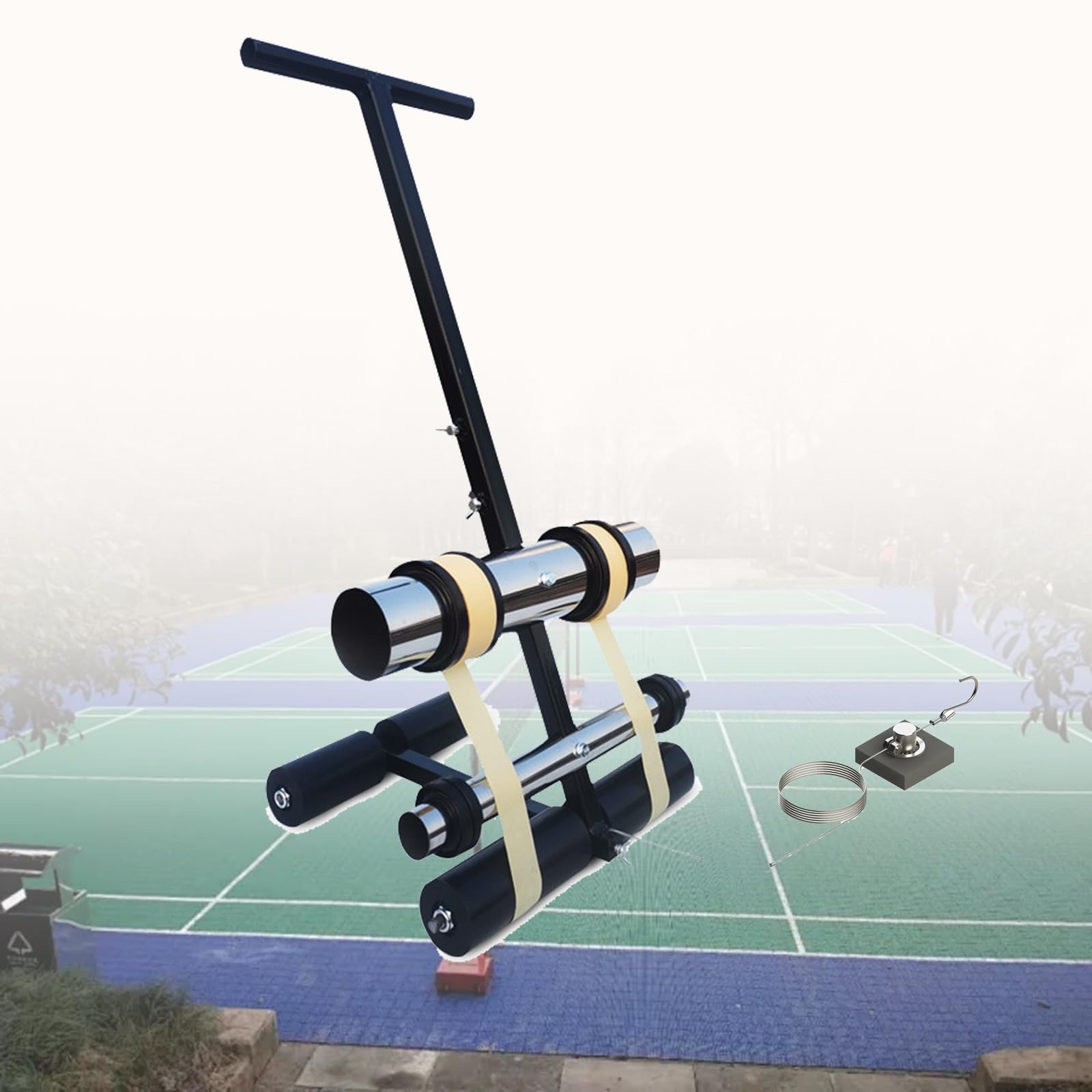 Zestaw do znakowania kortów Pickleball z ręcznym narzędziem do wciskania podjazdu i betonu asfaltowego, zawiera narzędzie do rysowania okręgów dla łatwego nakładania