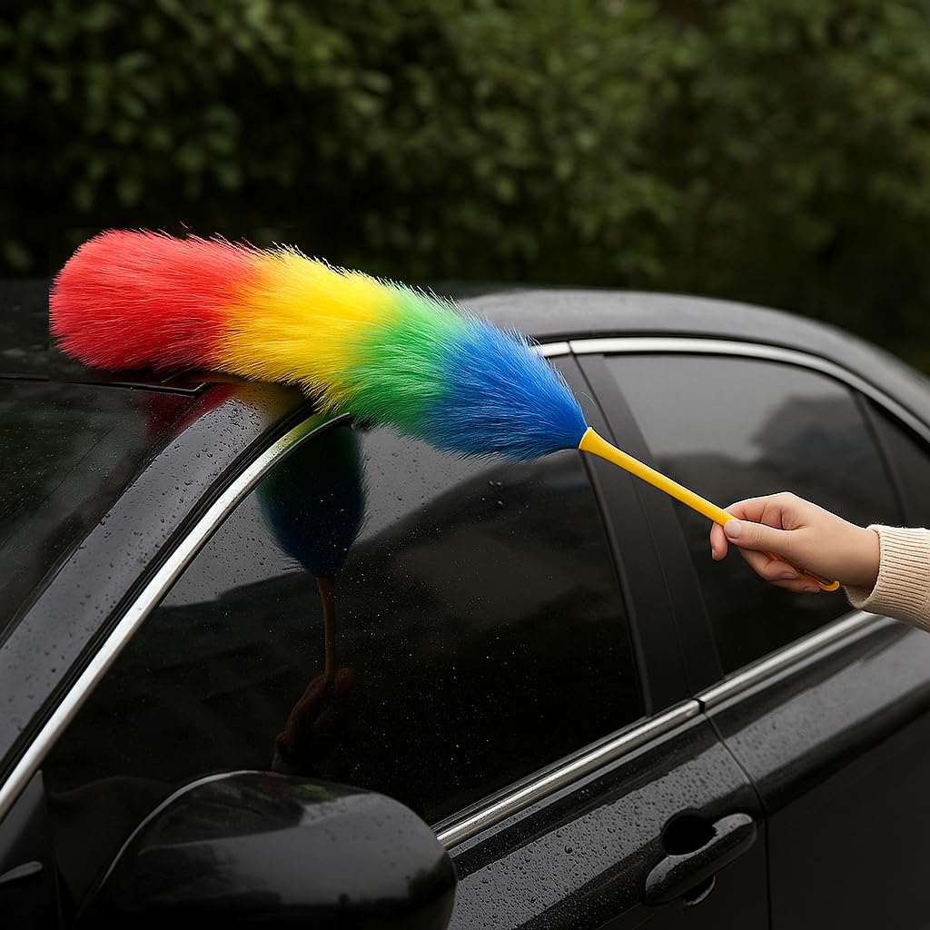 Car Duster Brush for Vehicle Cleaning by QINPIN - Scratch Free Microfiber Duster for Car Exterior and Interior Cleaning (Pack of 1)-image-40