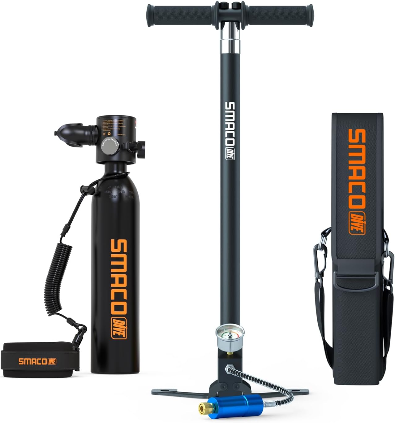 SMACO Mini Scuba Tank Equipment 0.7L Portable Mini Dive Cylinder Corrosion Resistant Material Lung Air Tank with Constant Pressure Valve Refillable Backup Pony Bottle