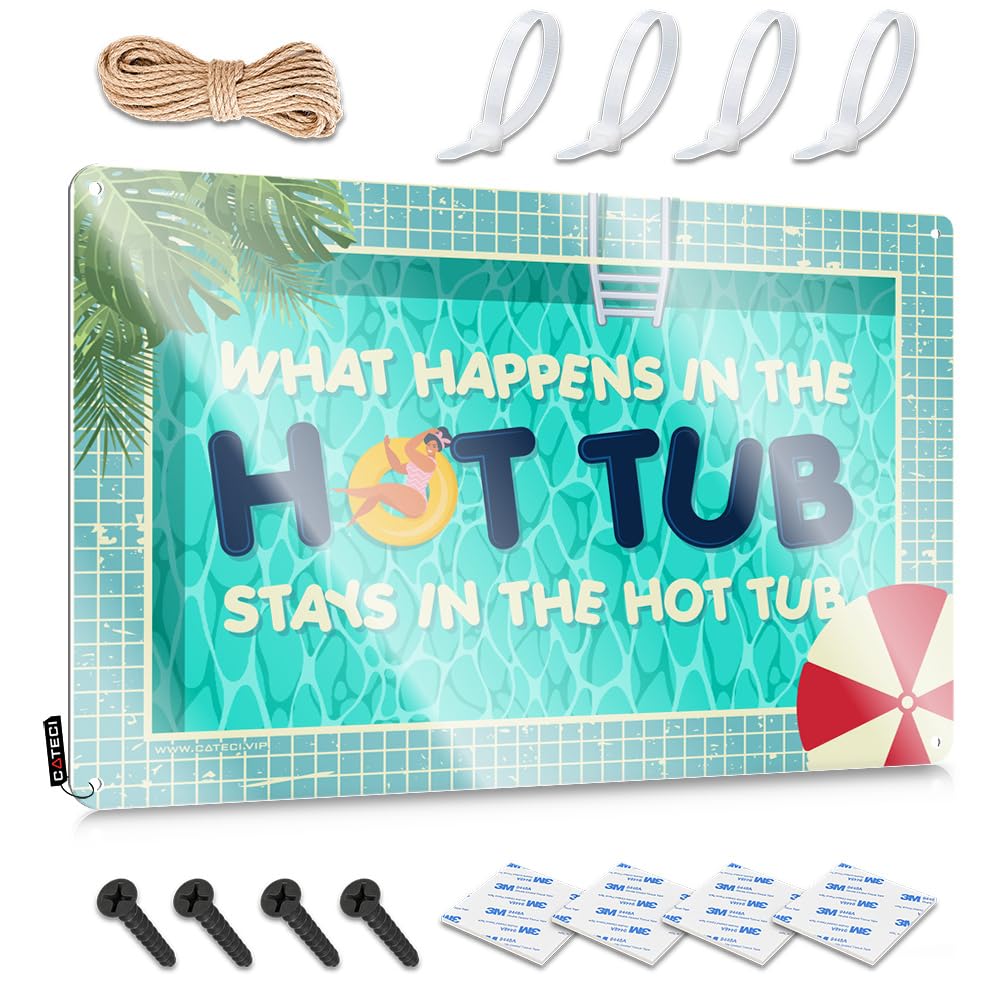 In Home Bar Signs What Happens In The Hot Tub Stays In The Tin Sign Beer Decorations For Man Cave Tin Sign Wall Decor(30X40CM)
