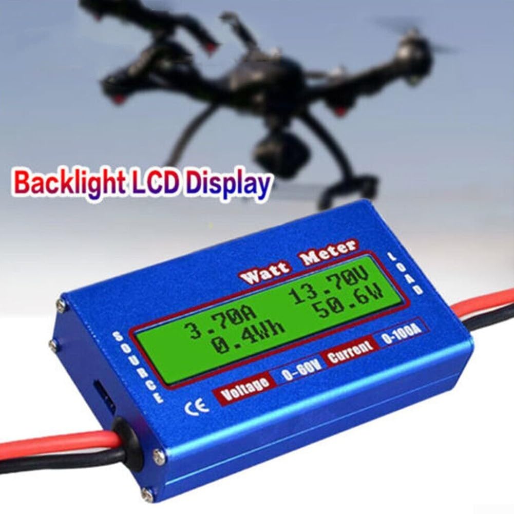 Analyseur de batterie CC 60 V 100 A Wattmètre testeur de tension en métal pour panneau solaire et circuit RC Mesure de performance avec courant et suivi Faible résistance Bleu