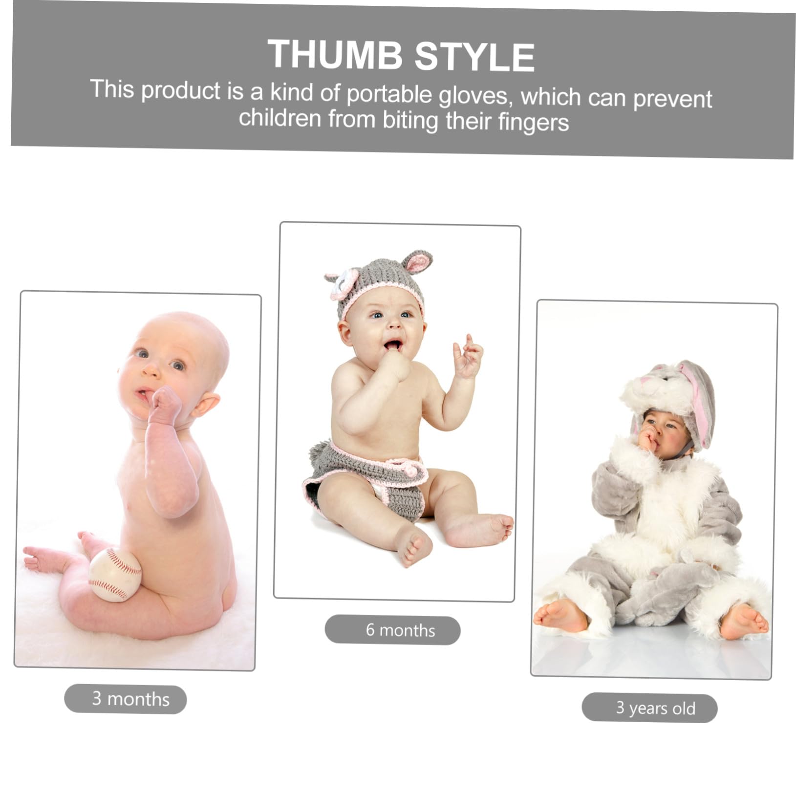 Protège-pouce Bébé Anti-succion Nylon Blanc, Lot de 2 Paires