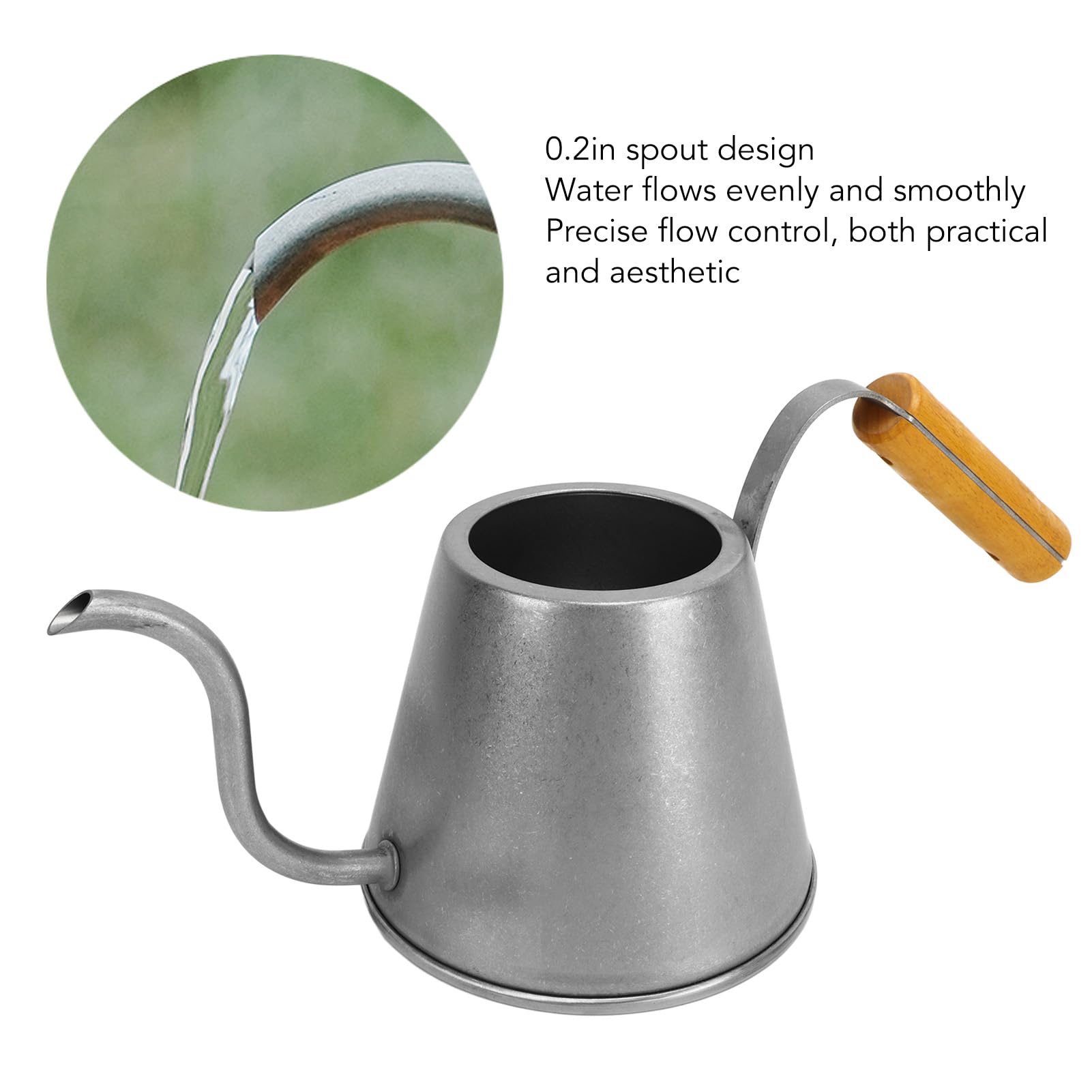 Hervidor de Café, Tetera de Goteo de Agua con Cuello de Cisne de Gran Capacidad de Acero Inoxidable de 1000 Ml, Tetera de Café con Goteo Manual con Boquilla Larga y Estrecha para Oficina, Café