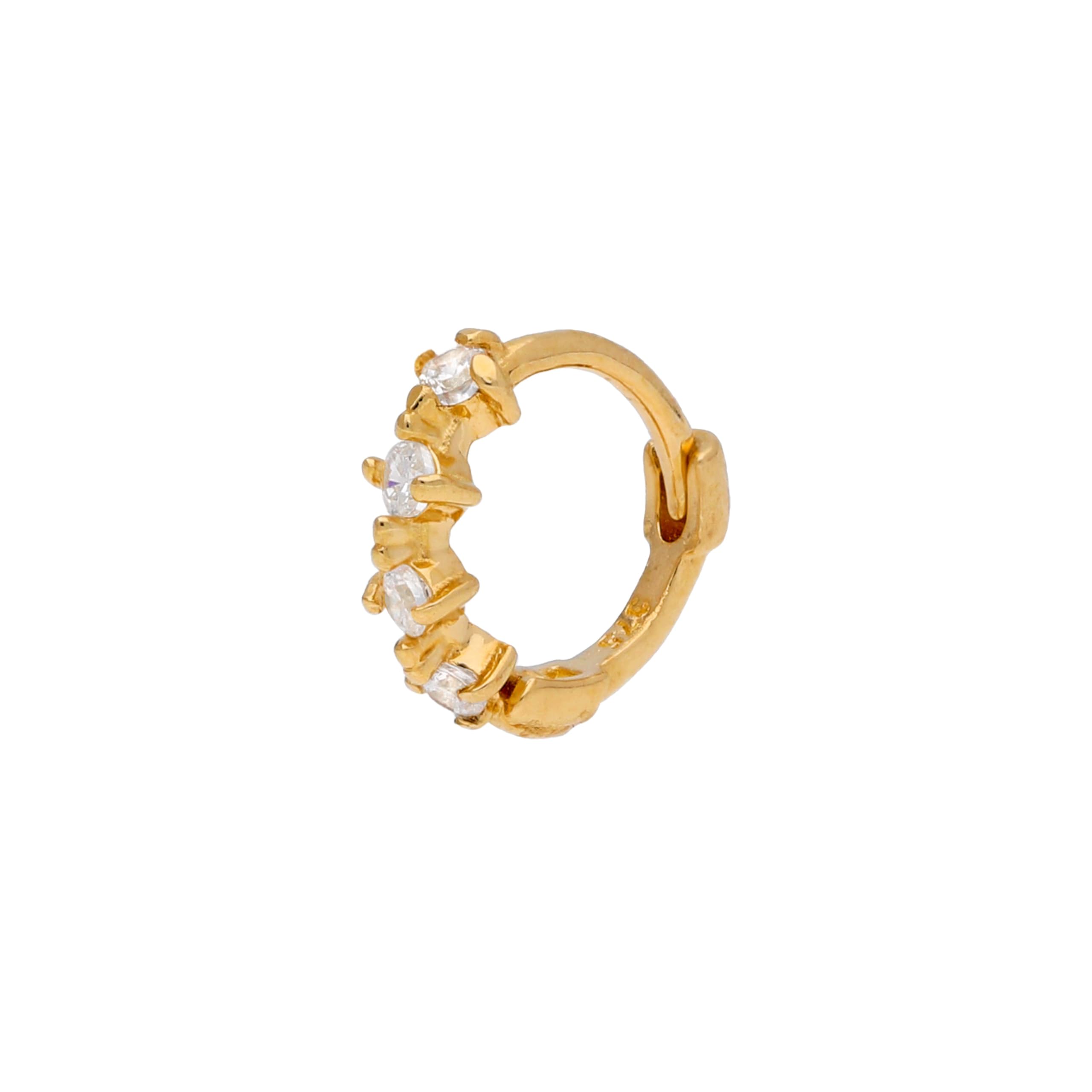 jewellerybox 9 Karat Gold Tiny Claw Set CZ 7 mm Helix Hoop 26 Ga Piercing