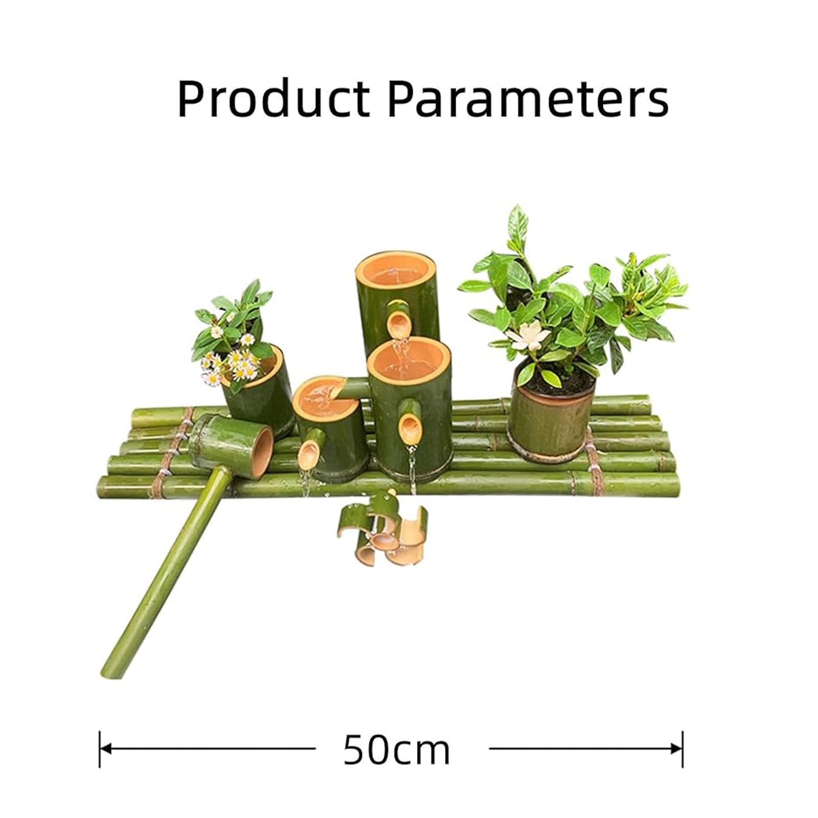 Kit de Fontaine en Bambou Faite Main, Fontaine Zen avec Roue à Eau, décoration d'eau en Circuit fermé pour Bassin de Jardin, terrasse, Cour, Vasque paysagère, 79 cm x 79 cm
