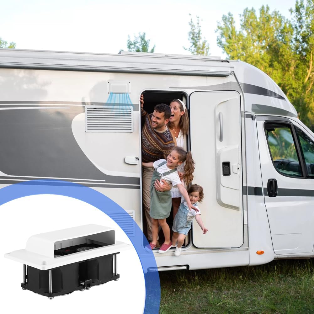 Joyzan Ventilateur D'aération Latéral, Camping Car Grille Ventilation | Aération Intérieure 12V Ensemble Extraction Caravane Remorque Vis Montag Travail Silencieux évent Air 15W RV échappement Côté
