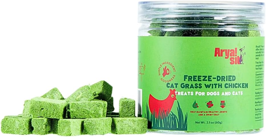 Arya Sit! - Freeze-Dried Single Ingredient Food Topper (Cat Grass with Chicken Breast)