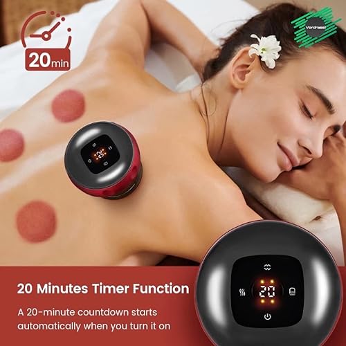 Miniatura 6 de Máquina eléctrica de terapia de ventosas con 12 niveles de temperatura y succión para espalda, hombros y cuello. Combina una tabla tradicional de