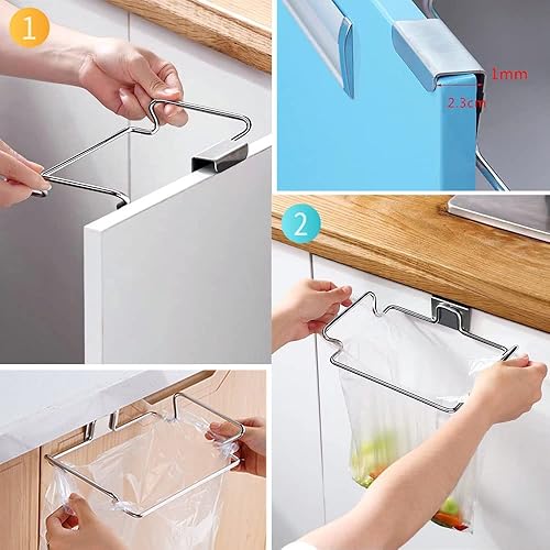 Miniatura 3 de Soporte para bolsas de basura para armarios, puertas de gabinete de cocina, contenedores de basura portátiles de acero inoxidable