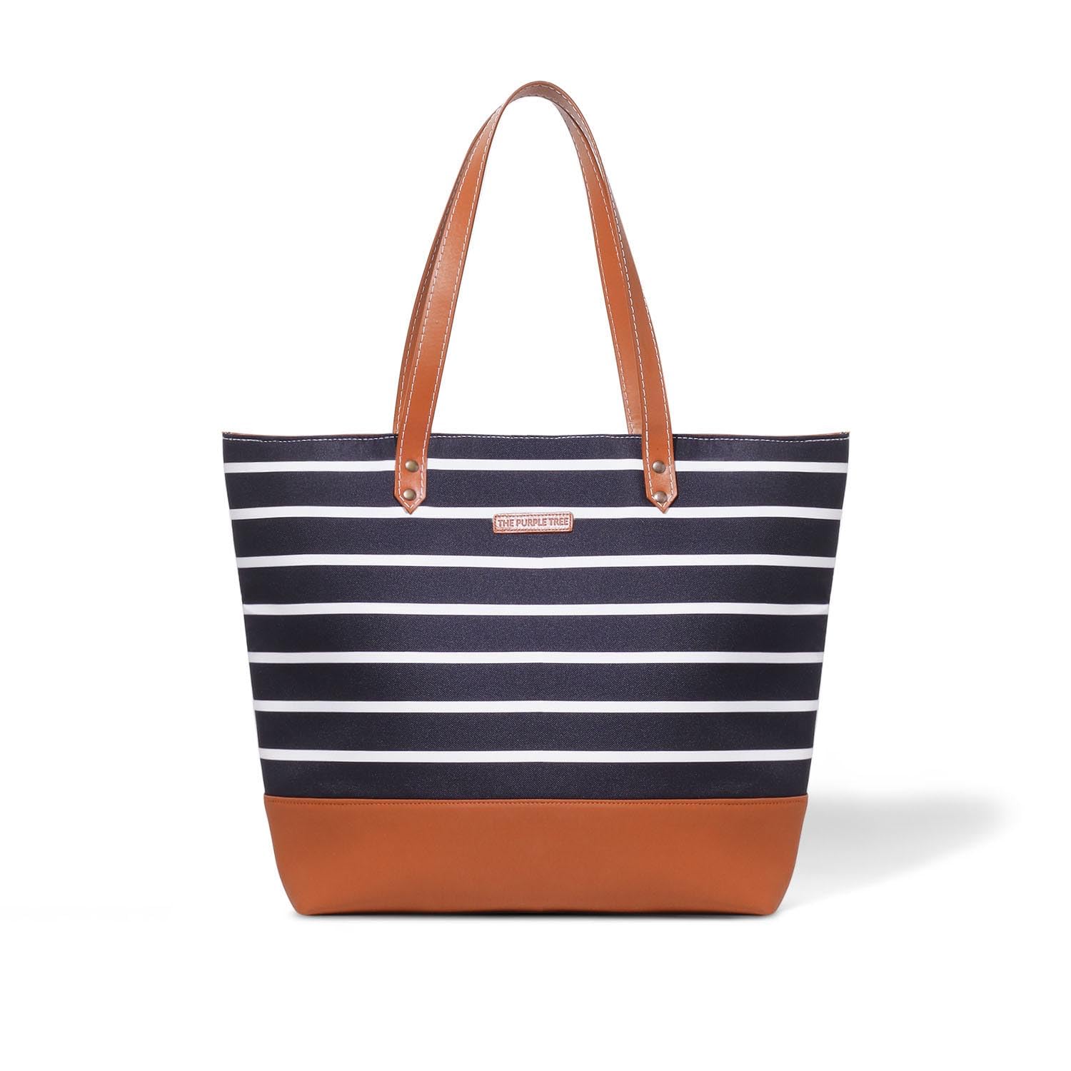 Handcrafted Women's Tote Bag with Vegan Leather Handles & Indian Prints, Shoulder Tote Bag and Handbag for Office and College (Pack of 1)