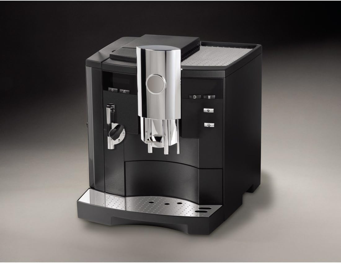 Modern black and silver coffee machine