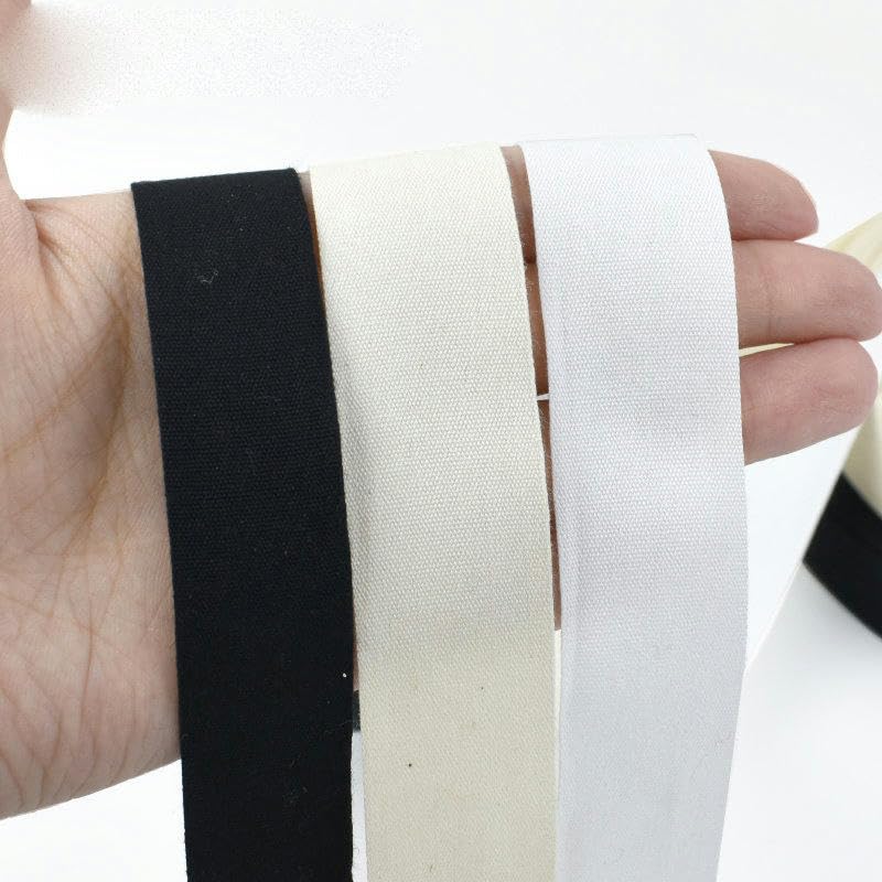 1 cinta de algodón de 90 m ajustable para bolsa de 10/15/20/25/30/35 mm, cintas duraderas para manualidades y costura al bies, tela blanca para accesorios y manualidades