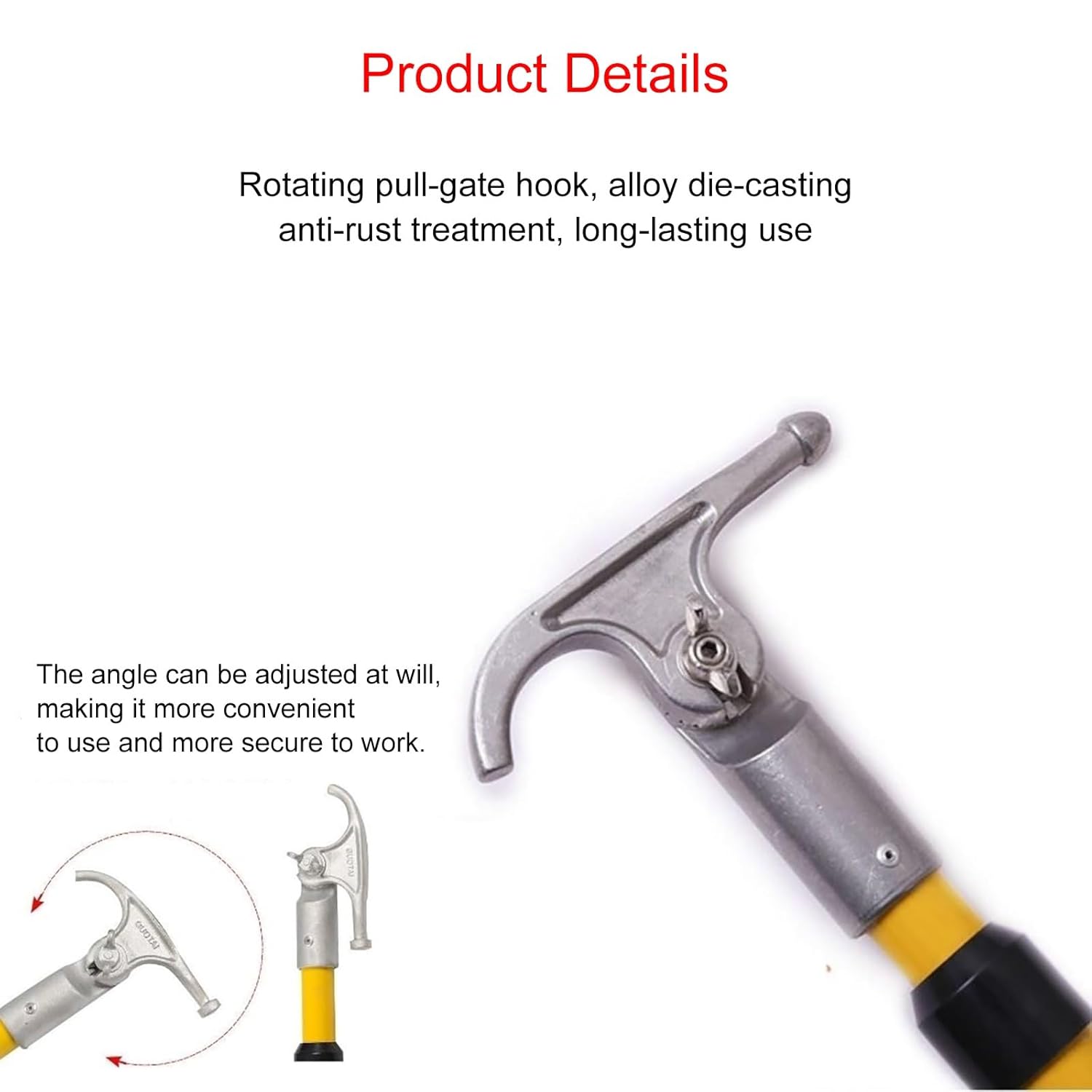 Telescopic Insulation Operating Poles, High Voltage Insulated Rescue Hook with Multi-Angle Adjustable Hookhead, Fibreglass Safety Hook, for Electricians, Linemen(4m/13.1ft)