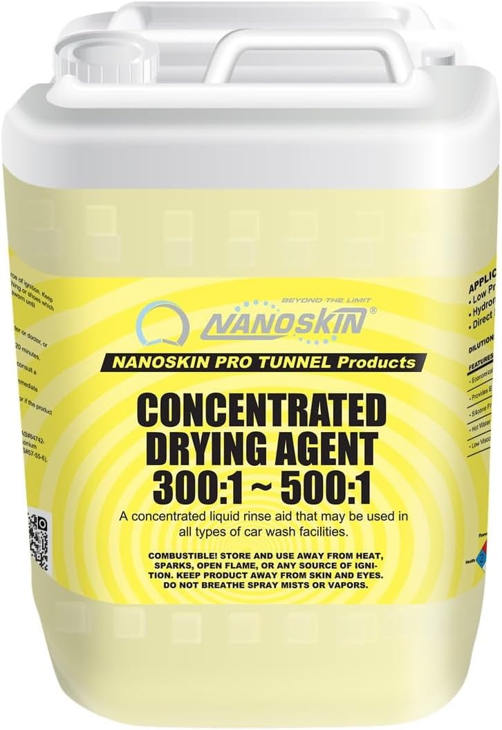 NanoskinConcentrated Drying Agent – 5 Gallons, 300:1~500:1 Dilution, Silicone-Free Rinse Aid for Car Wash Tunnels, Automatic Wash Systems, and Foam Cannons