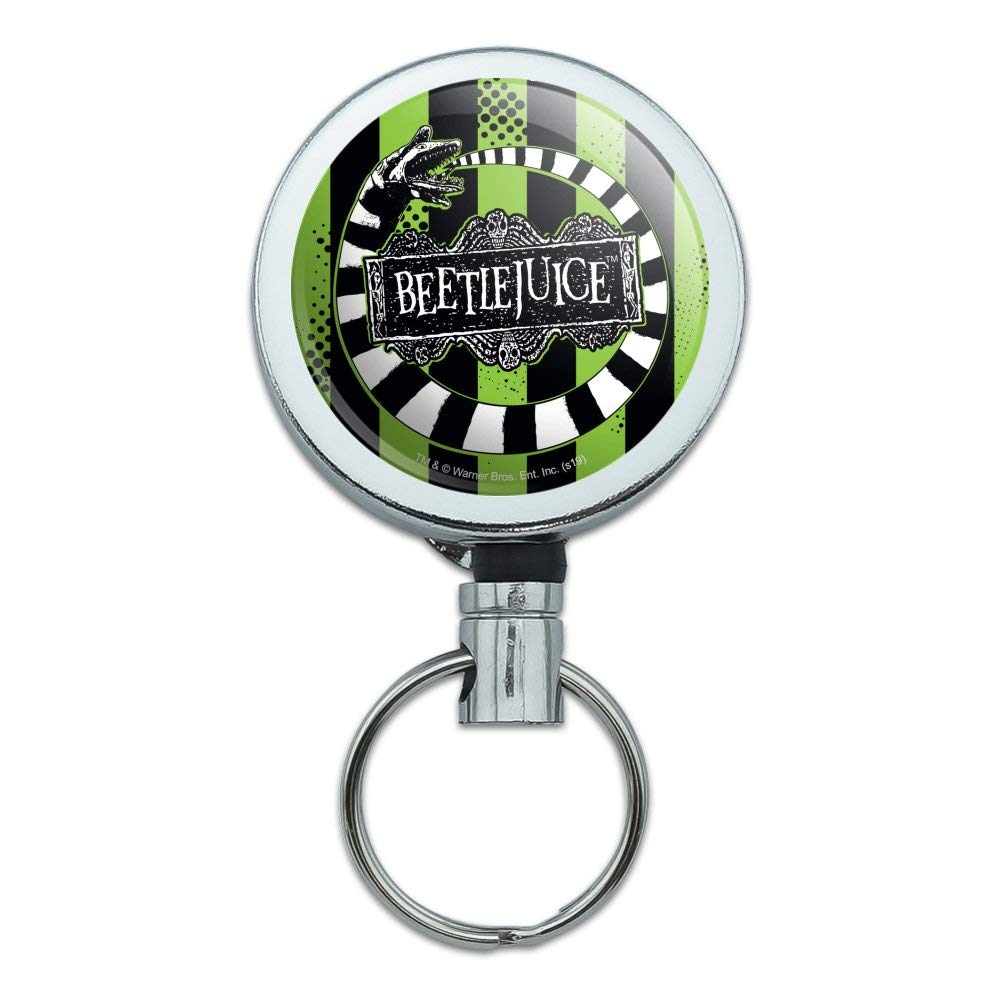 Beetlejuice Beetle Worm Heavy Duty Metal Retractable Reel ID Badge Key Card Tag Holder with Belt Clip