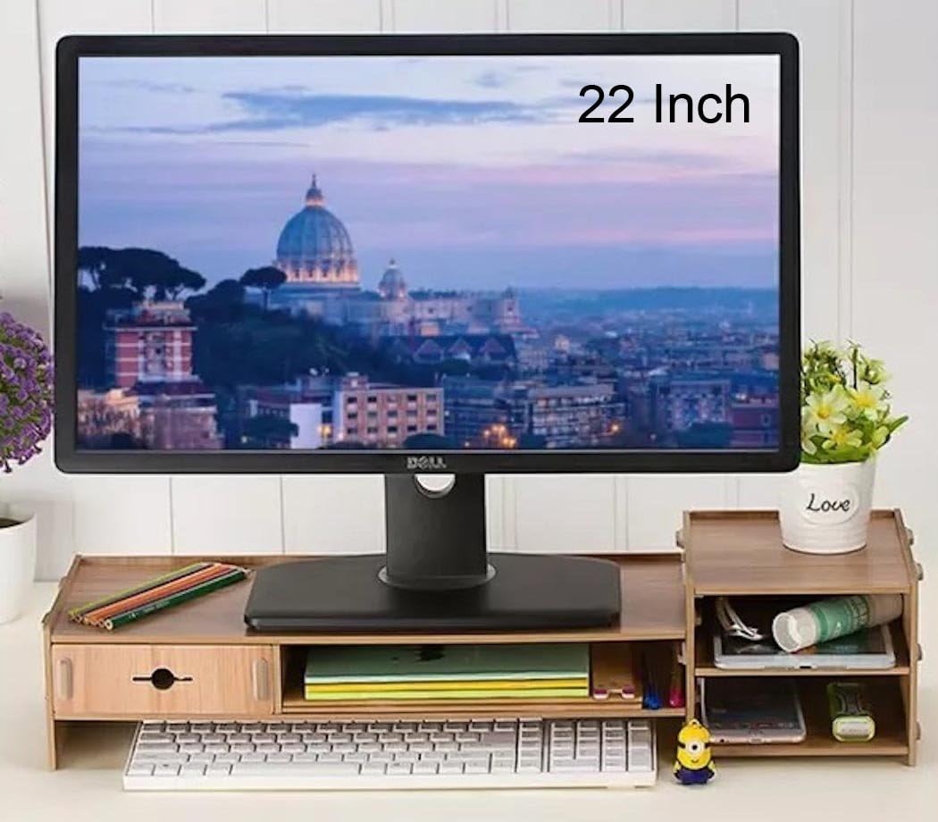 Desktop Computer Monitor Stand with Drawer and Organizer