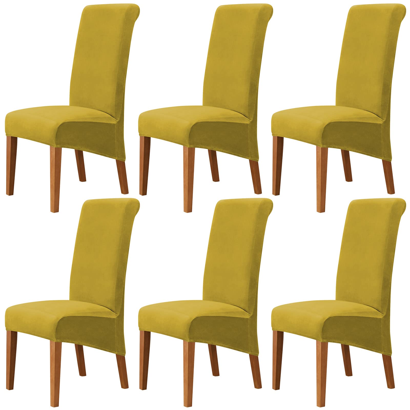 Velvet Stretch Chair Covers High Back Dining Chair Covers Set of 6 — image 1