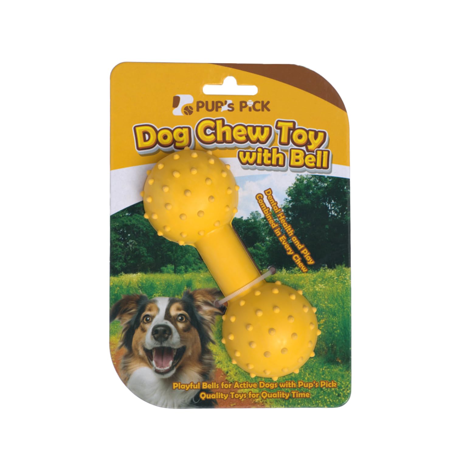 Pup's Pick Dog Chew Toy with Bell - Squeaky Chew Toys for Aggressive Chewers, Natural Rubber Puppy Chew Toys for Teething, Medium and Small Breeds