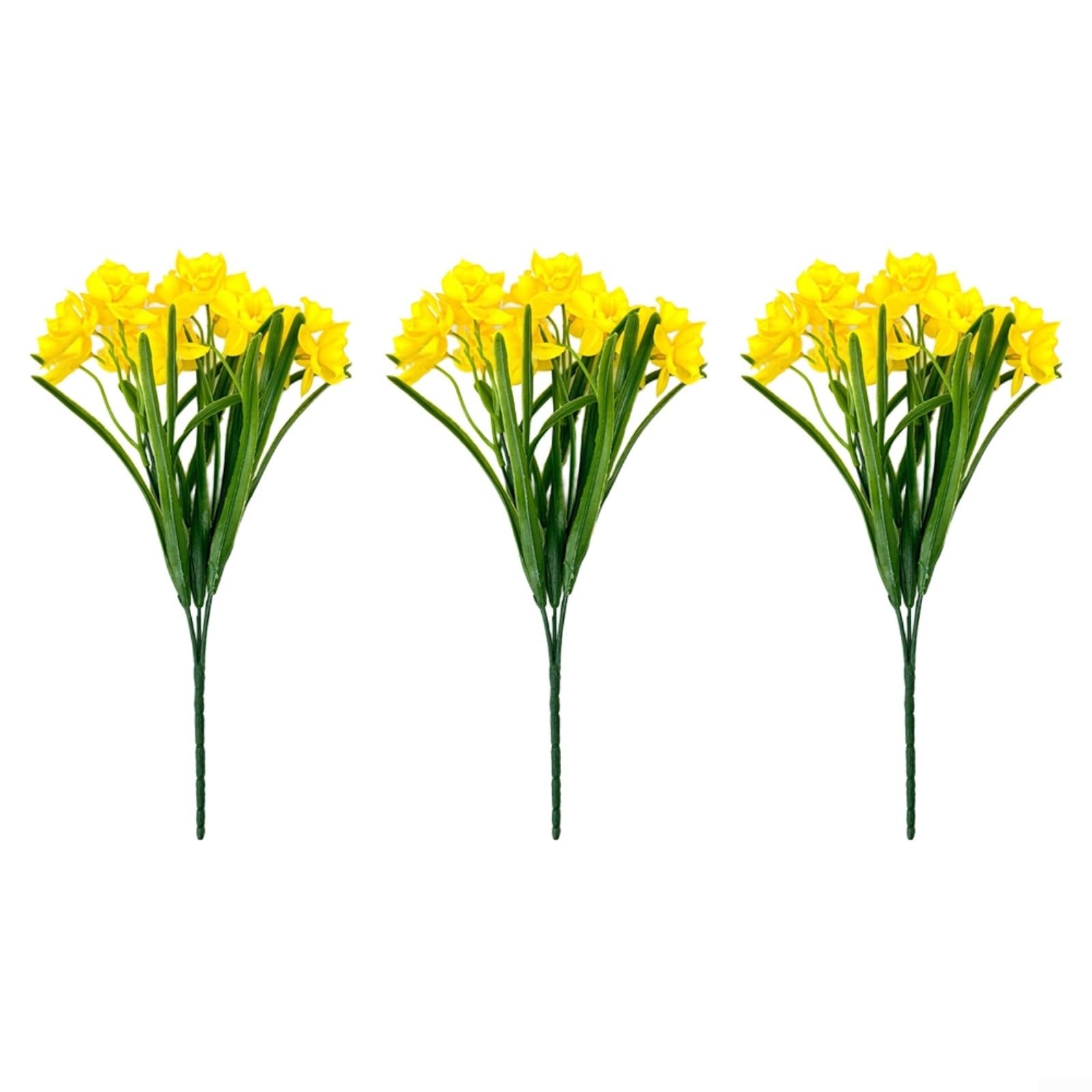 Jonquilles artificielles jaunes en soie 35 cm pour décoration intérieure extérieure