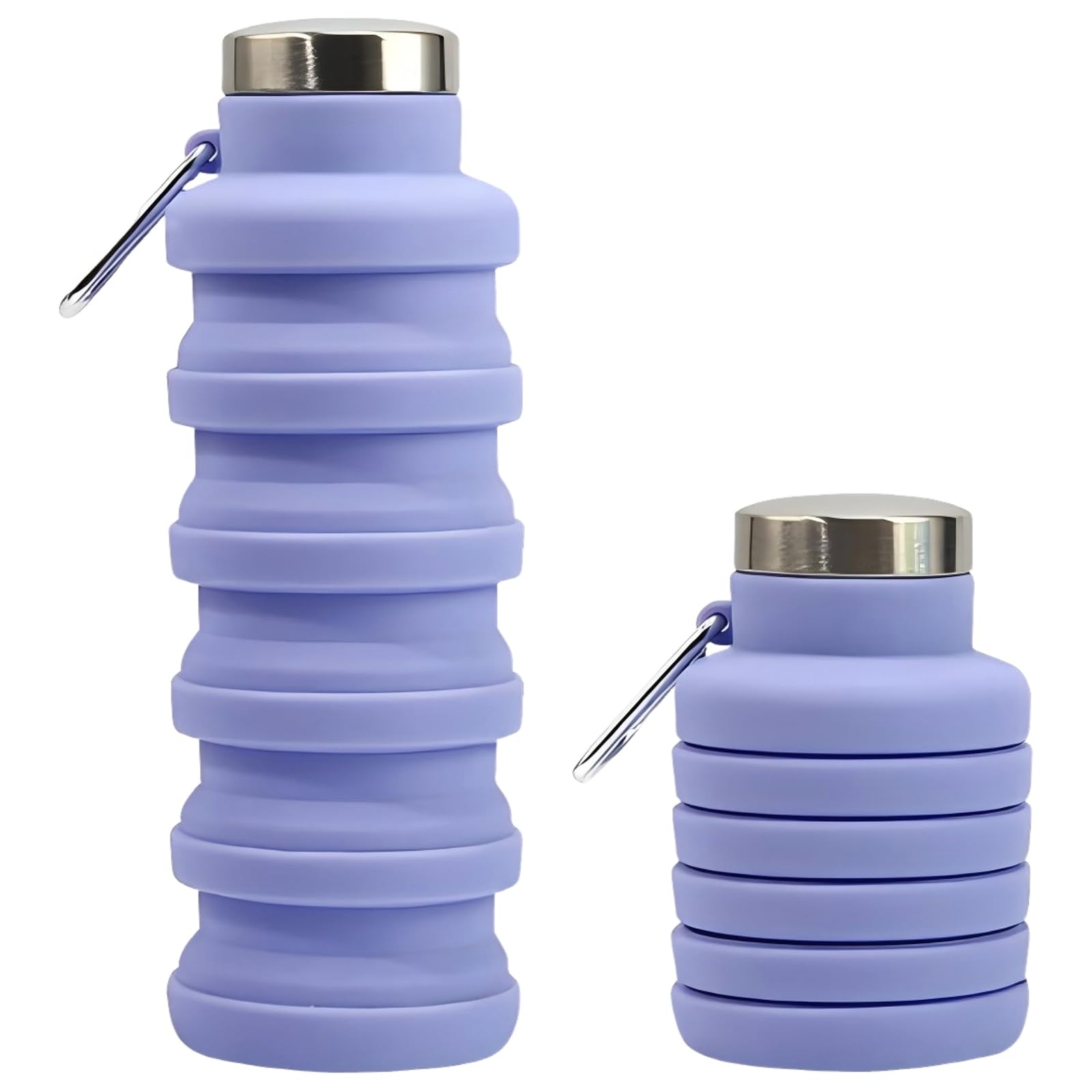 TSLBW Silicone Foldable Water Bottle 500ml Capacity Leakproof Collapsible Water Bottle BPA Free Silicone Cycling Bottles Portable Folding Sport Water Cup for Gym Outdoor Travel Hiking (Purple)