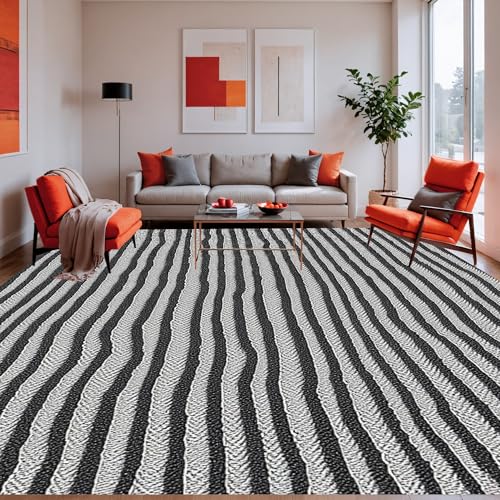 ODIKA Flatwoven High Traffic Area Rug 5x7, Artistic Interlocking Stripe